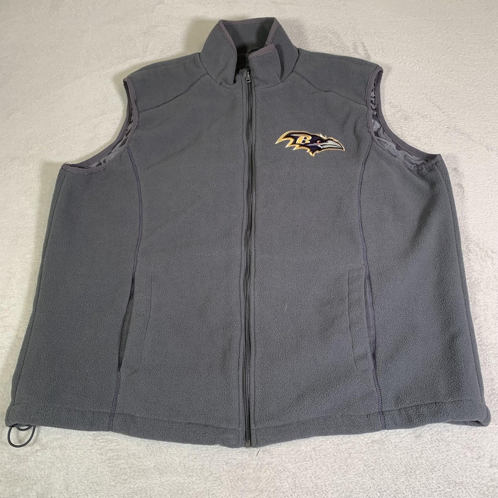 Baltimore Ravens Jacket Mens XL Gray NFL Football GIII Fleece Vest Full Zip
